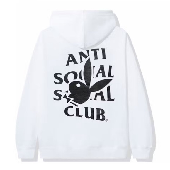 Anti Social Social Club x Playboy Collab Hoodie White Black Size Small - Picture 1 of 9